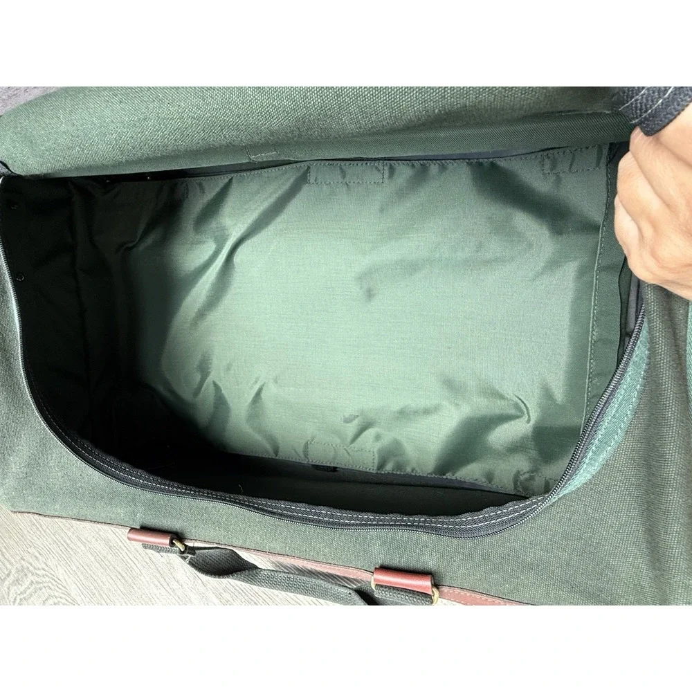 Orvis Vintage Green Canvas & Leather Wheeled Carry-On Duffel Bag 19x13x8